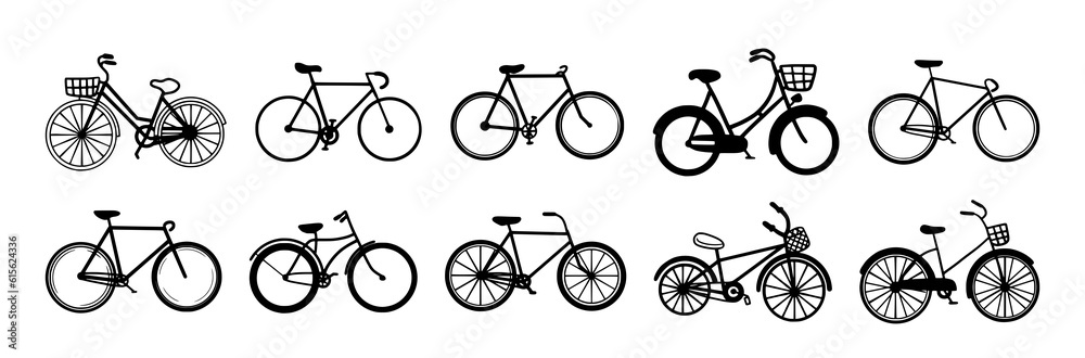 Bicycle doodle illustration for wedding elements Bicycle doodle illustration for wedding elements