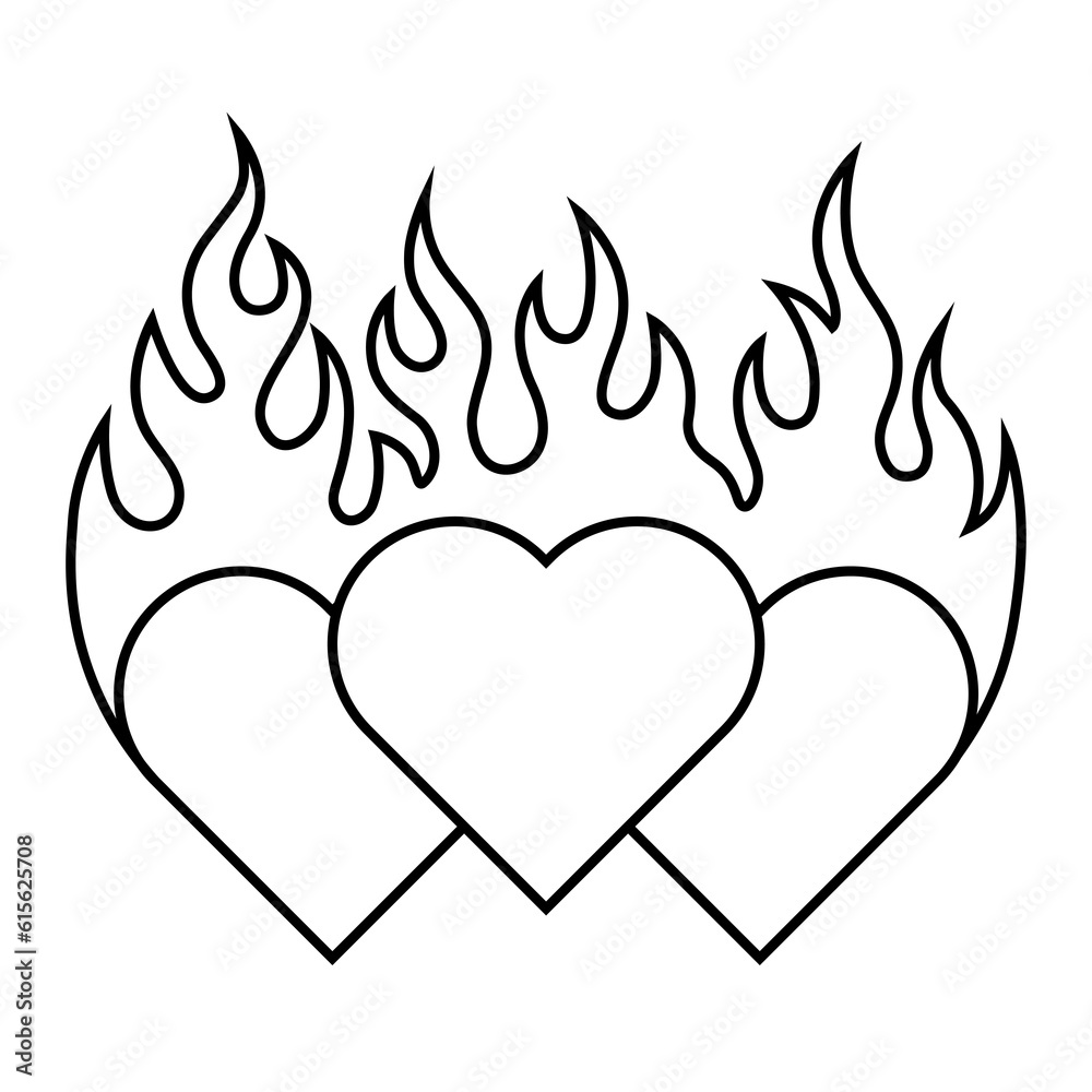 three heart with fire element three heart with fire element