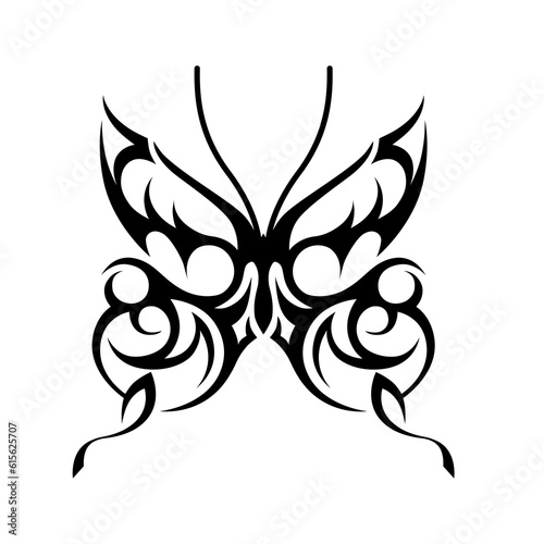 Canvas Print black and white butterfly tattoo in tribal style element