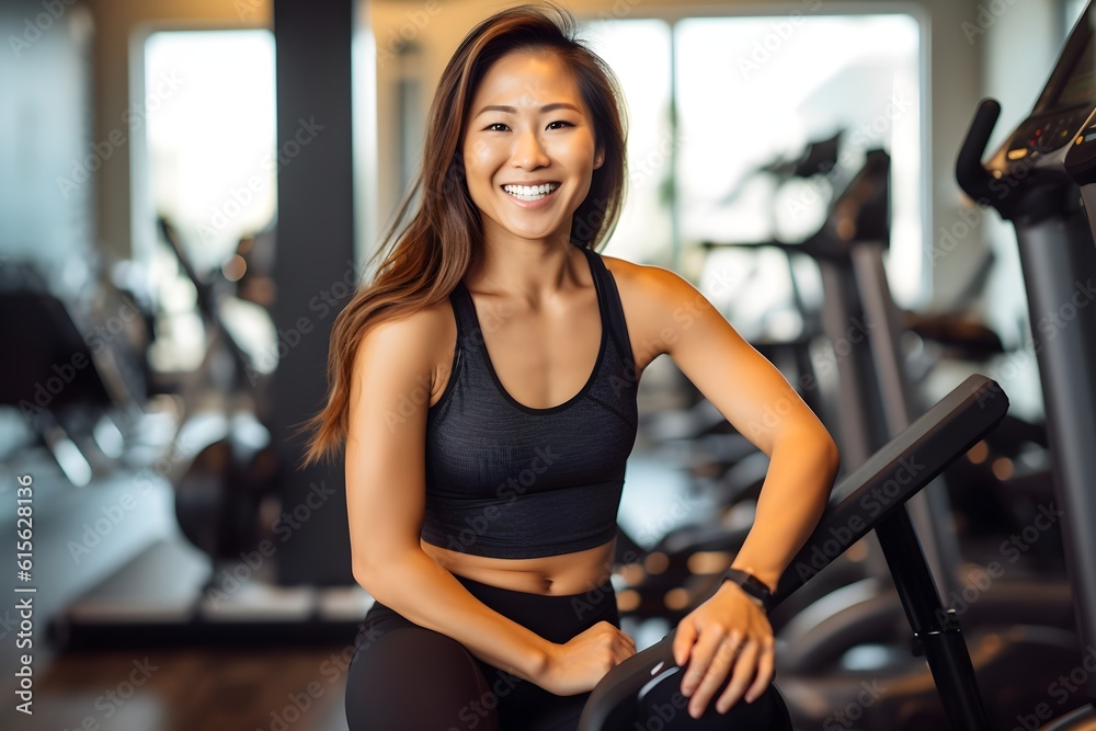 スポーツジムでフィットネスをする女性 with generative ai スポーツジムでフィットネスをする女性 with generative ai