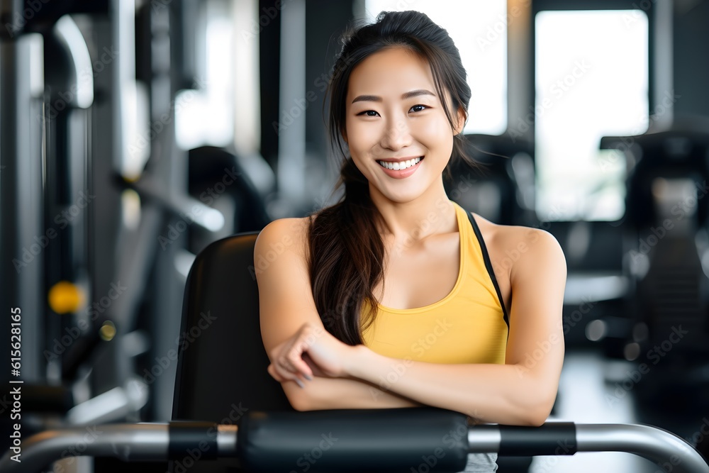 スポーツジムでフィットネスをする女性 with generative ai スポーツジムでフィットネスをする女性 with generative ai