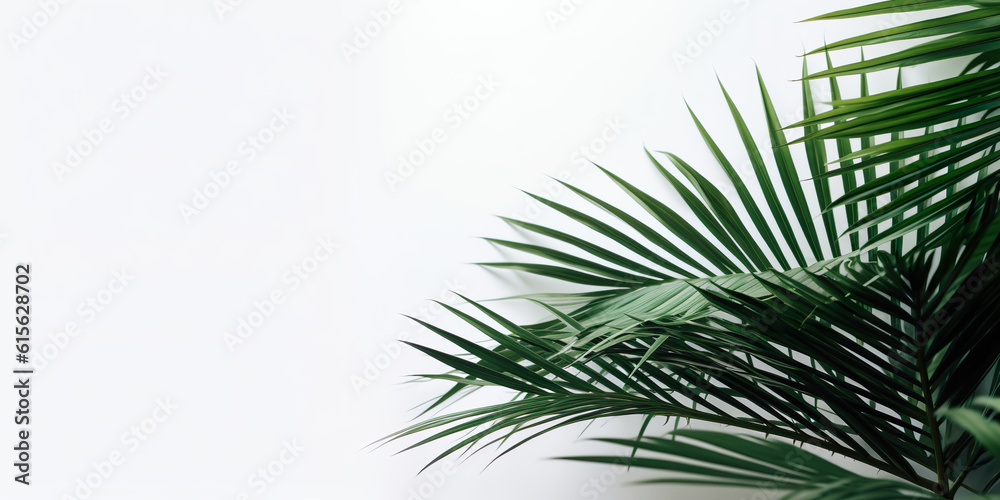 Set of palm leaves on white background, summer concept Set of palm leaves on white background, summer concept