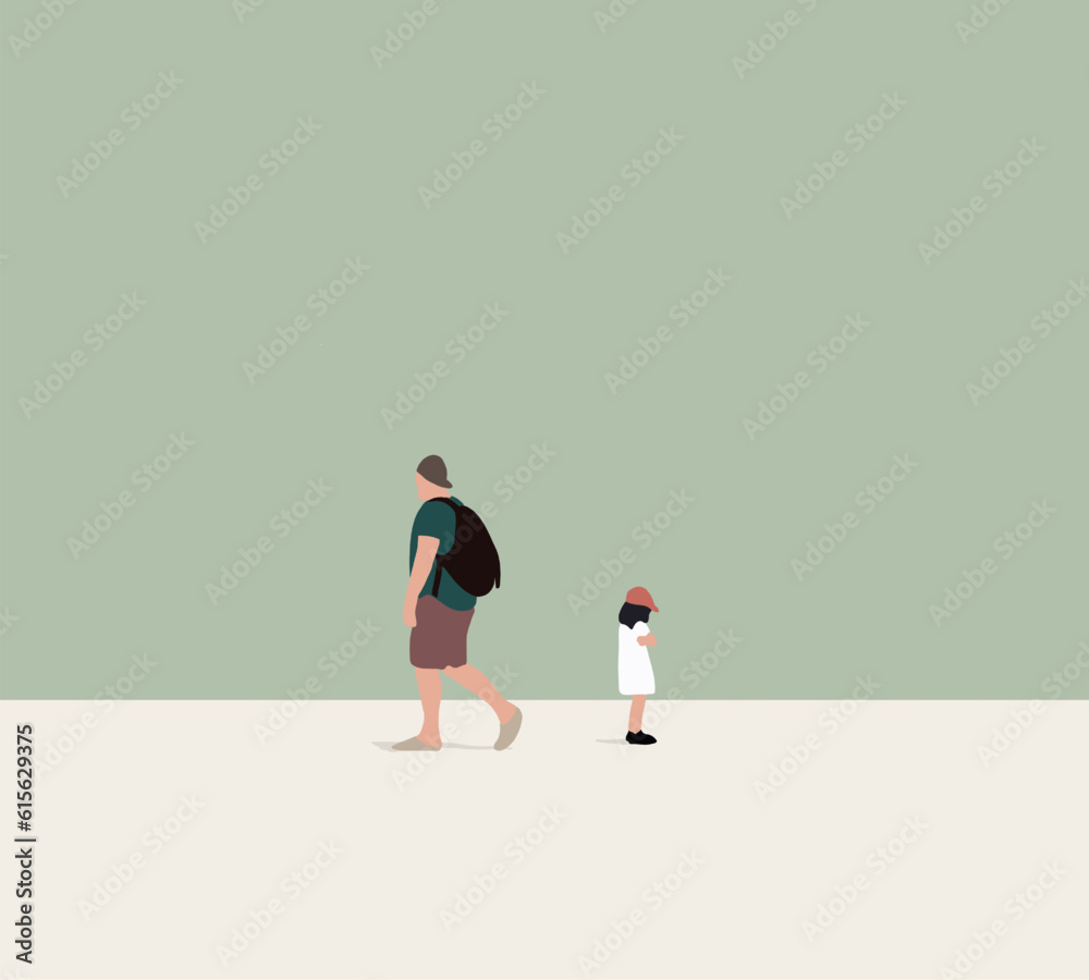 Angry girl bad behavior with her daughter, while walking to home. Kid with aggressive emotions. Fatherhood concept Angry girl bad behavior with her daughter, while walking to home. Kid with aggressive emotions. Fatherhood concept