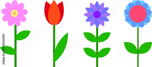 Colorful spring flowers. Vector illustration. Stock image.