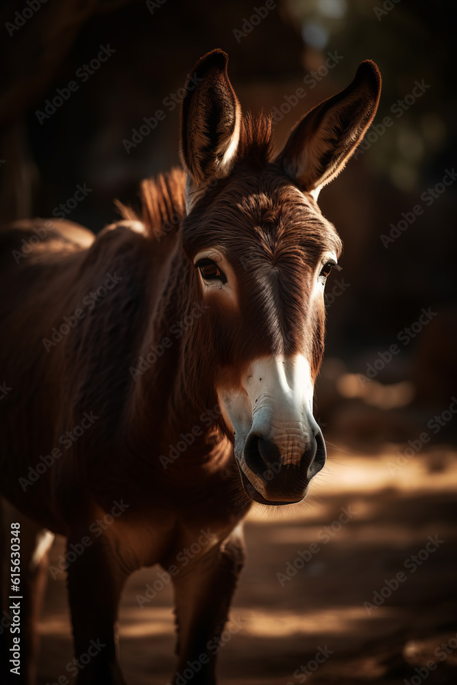 Portrait of Donkey Dramatic and Cinematic Lighting Photography, Generative AI Portrait of Donkey Dramatic and Cinematic Lighting Photography, Generative AI
