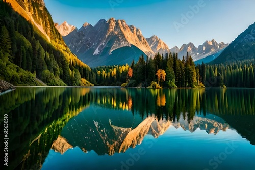 reflection of the lake generated ai