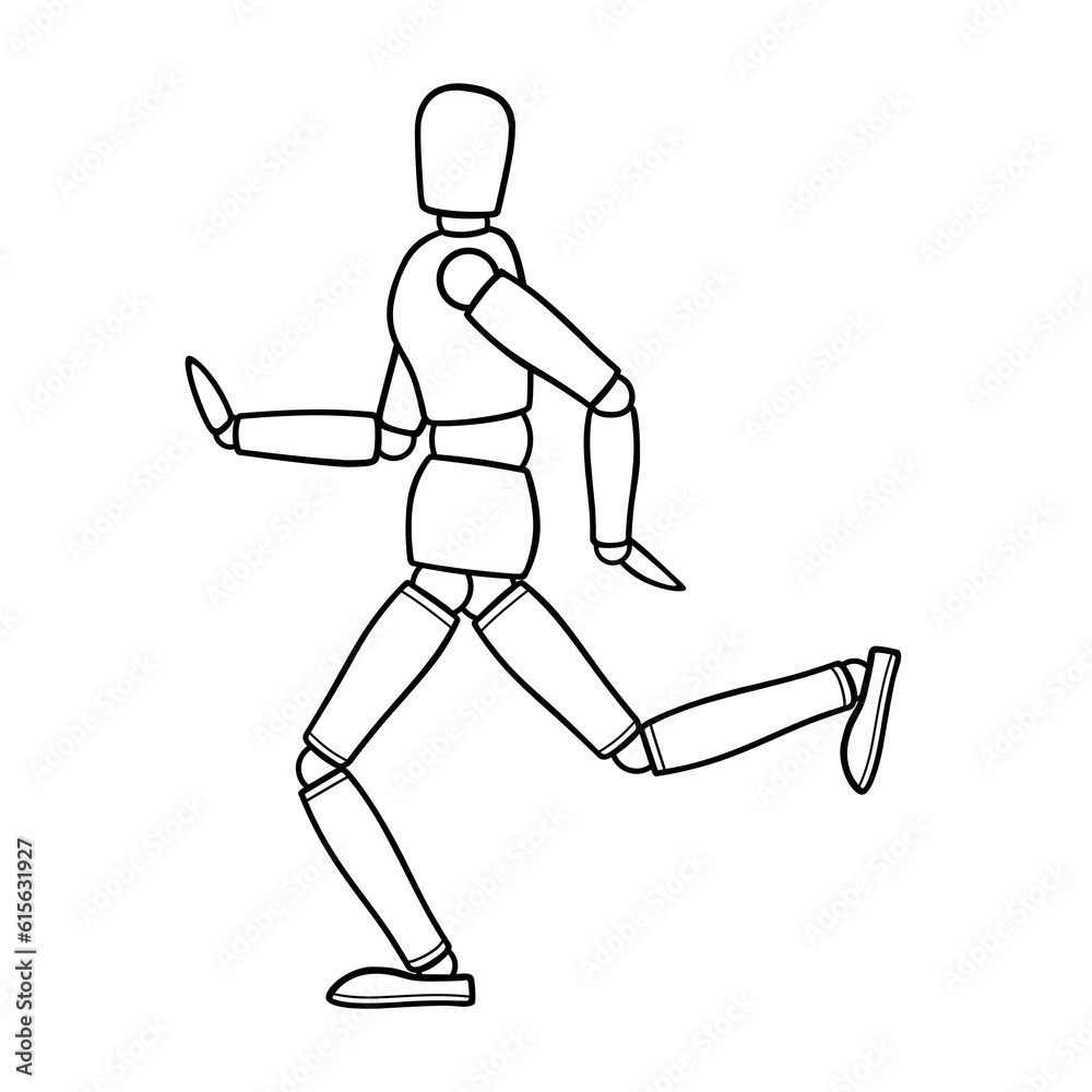 Black lines figures in various postures.