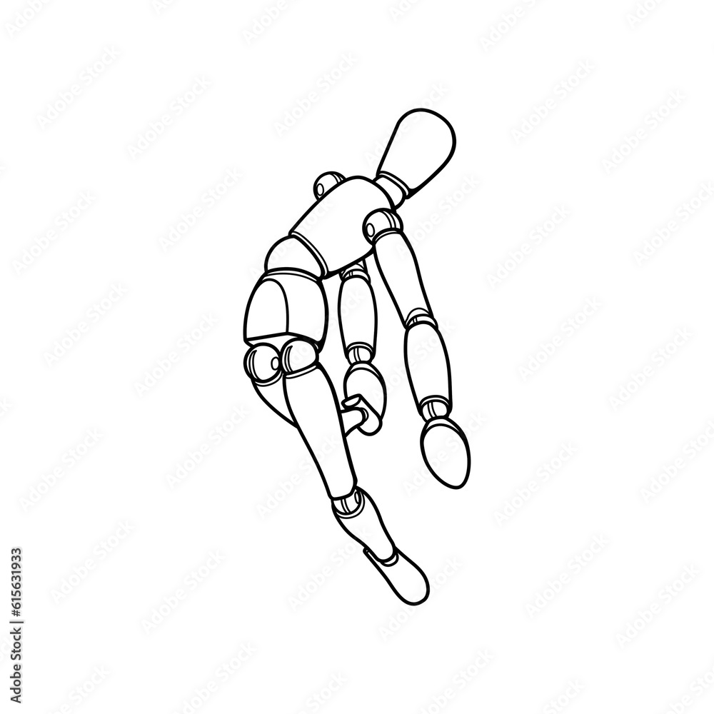 Black lines figures in various postures.