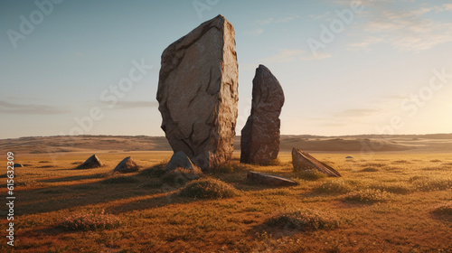 Illustration of a megalith or standing stone. Generative AI.  photo