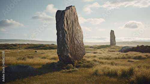 Illustration of a megalith or standing stone. Generative AI.  photo