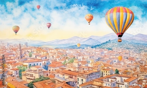hot air balloons in the city