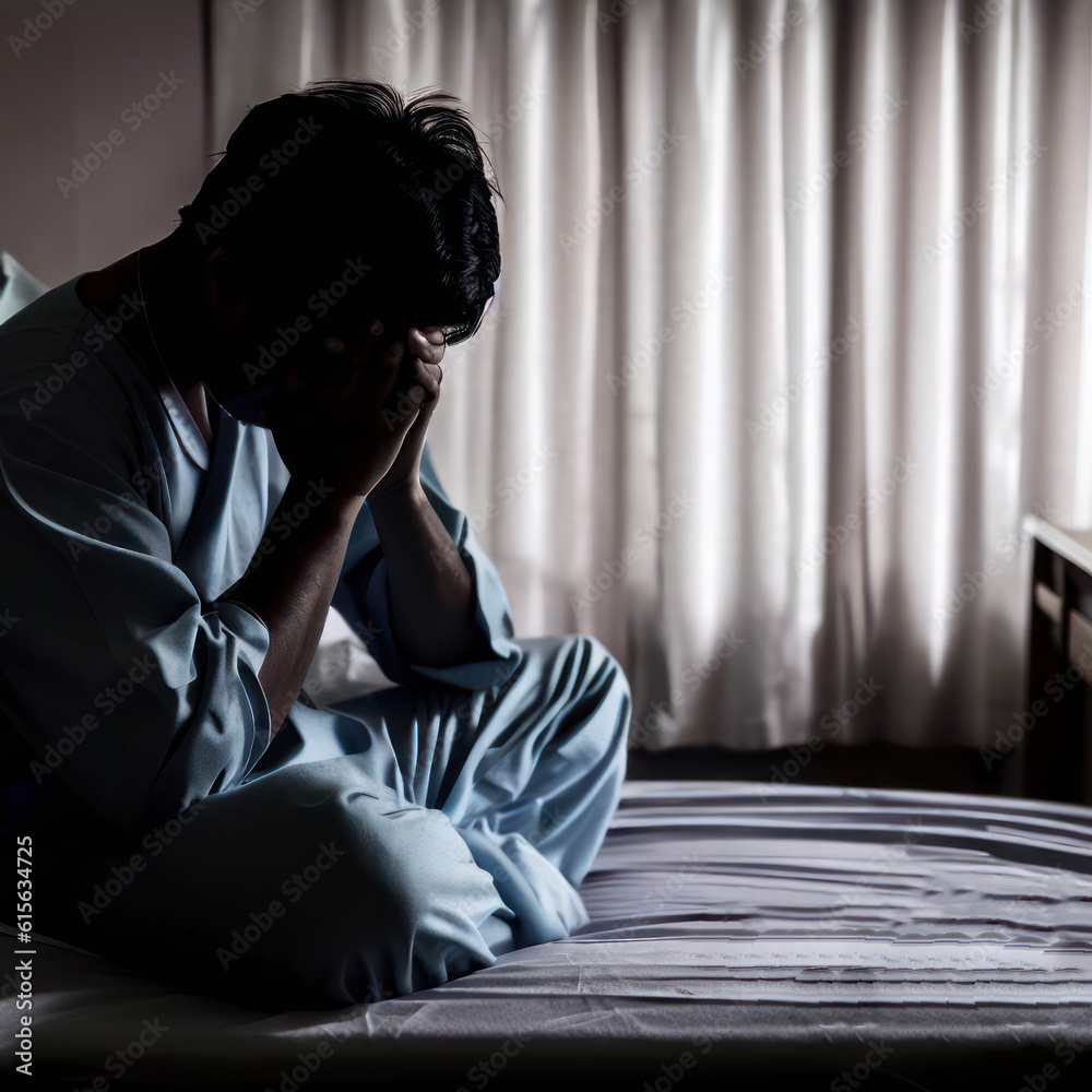 Depressed patient himself of a man  made from AI