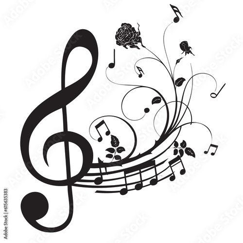 Musical ornament with flowers