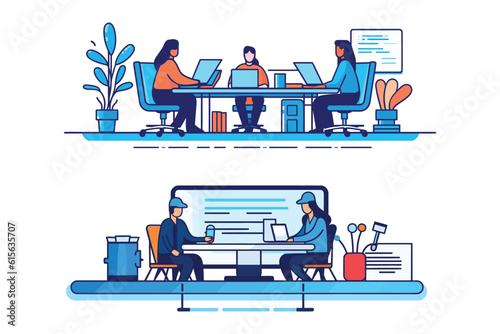 Vector illustration concept of business workflow, Creative flat design for web banner, marketing material, business presentation.