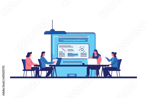 Vector illustration concept of business workflow, Creative flat design for web banner, marketing material, business presentation.