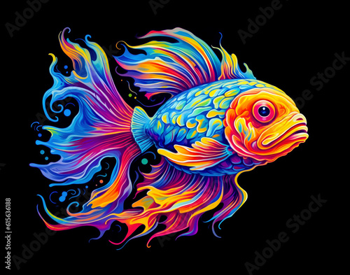 Digital colorful drawing of a large tropical fish