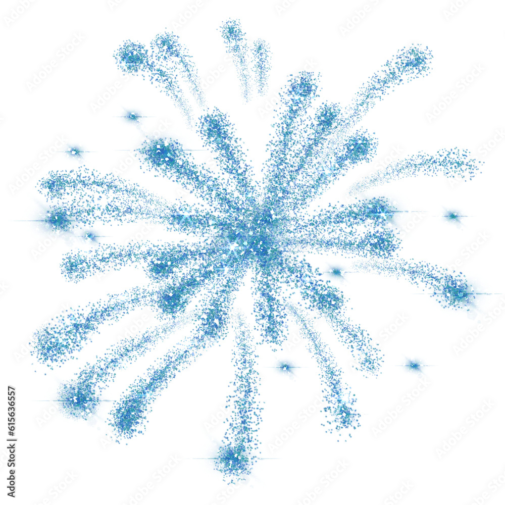 Blue fireworks design on transparent background. Fireworks icon. Design