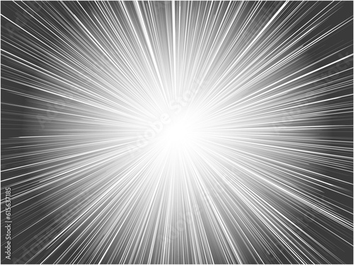 強烈な光を放つ太陽光線_淡い集中線背景_ブラック