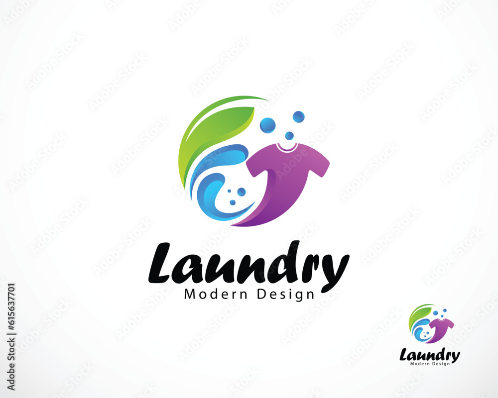 laundry logo creative color clean nature clothes design concept creative