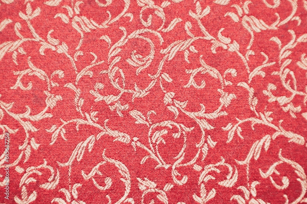 Fototapeta premium Red background with gold floral ornament