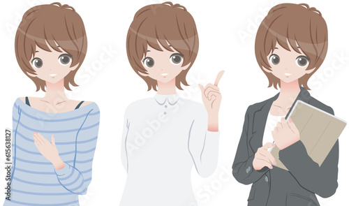 提案や説明をするOL　女性　半身　セット