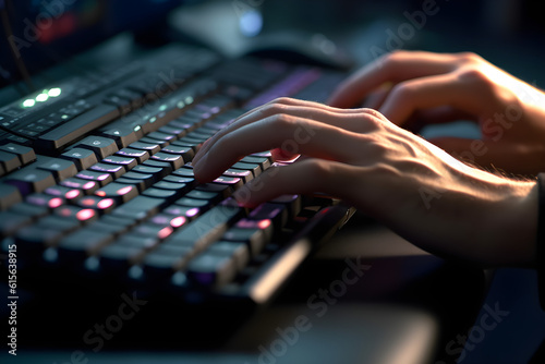 Close shot of hand typing on the keyboard