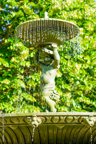 Fountain on Place Mantoue in Soissons, a small town of Picardie in France photo