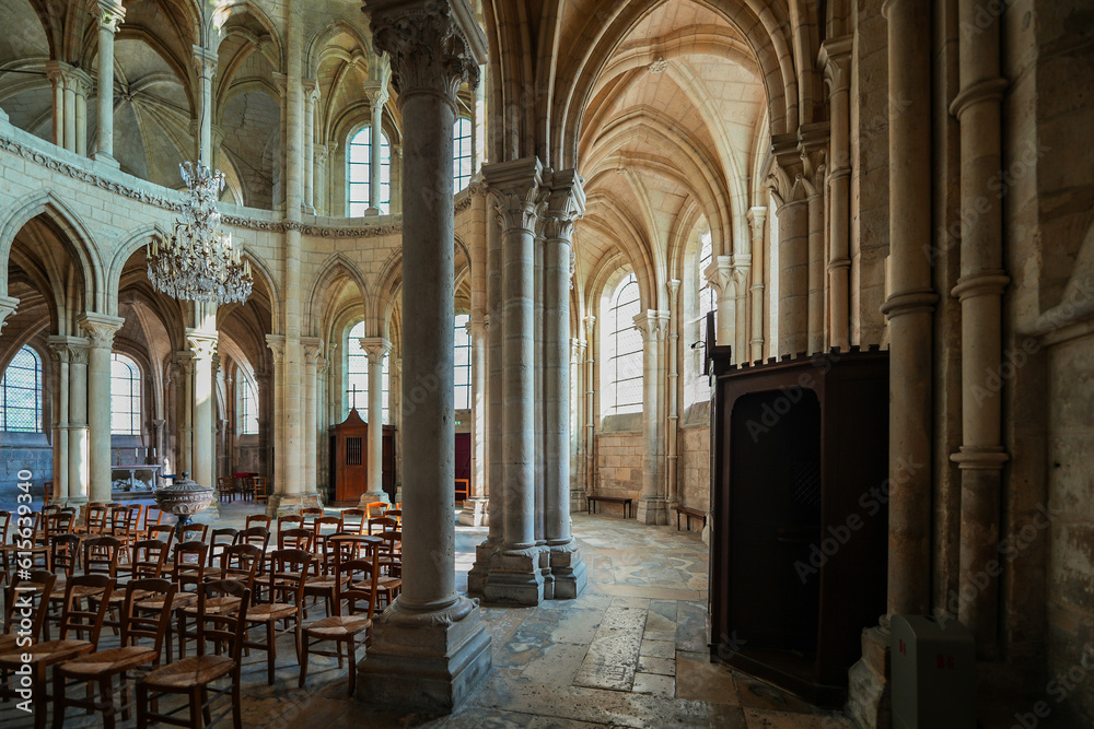 Ambulatory of the south transept of the basilica-cathedral of Soissons, dedicated to Saint Gervais and Saint Protais in the Aisne department in Picardy - Medieval cathedral in the North of France