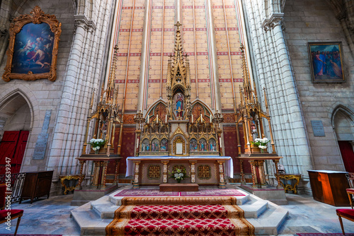 Altarpiece in the basilica-cathedral of Soissons, dedicated to Saint Gervais and Saint Protais in the French Aisne department in Picardy - Medieval roman catholic cathedral in the North of France