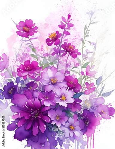 Watercolor paint flower generative AI © Tub