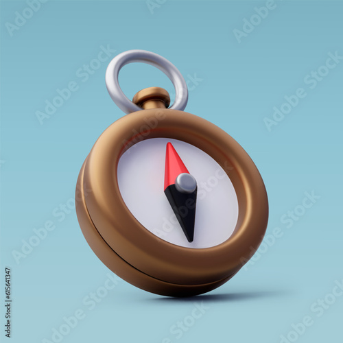 3d Vector Navigation Compass, Holiday Vacation, Time to Travel concept.