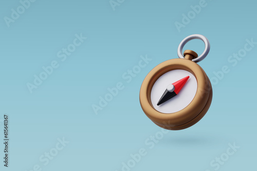 3d Vector Navigation Compass, Holiday Vacation, Time to Travel concept.