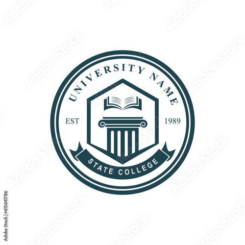 University college school badge logo design vector image. Education badge logo design. University high school emblem