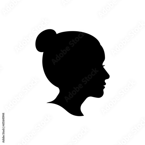 Woman face silhouette vector isolated on white background.