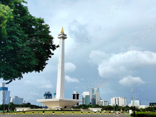 Photo of the monument, the National Monument of Jakarta, Indonesia, which is usually called Monas