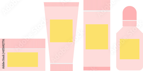 illustration of mockup skincare cream, cleansing foam, serum, essence, emulsion