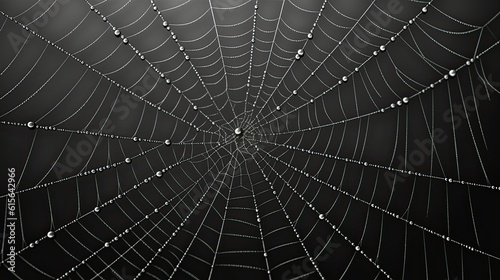 close-up of the complex structure of a spider's web, detailed and realistic, generative ai
