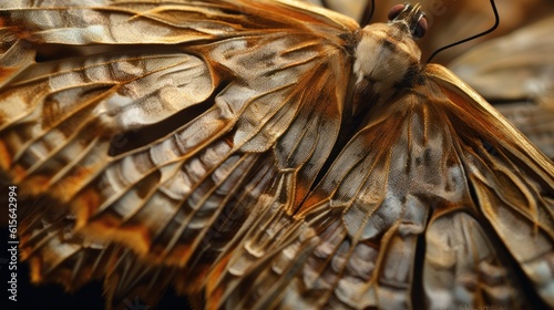 close-up of the intricate design of a moth s wings  detailed and realistic  generative ai