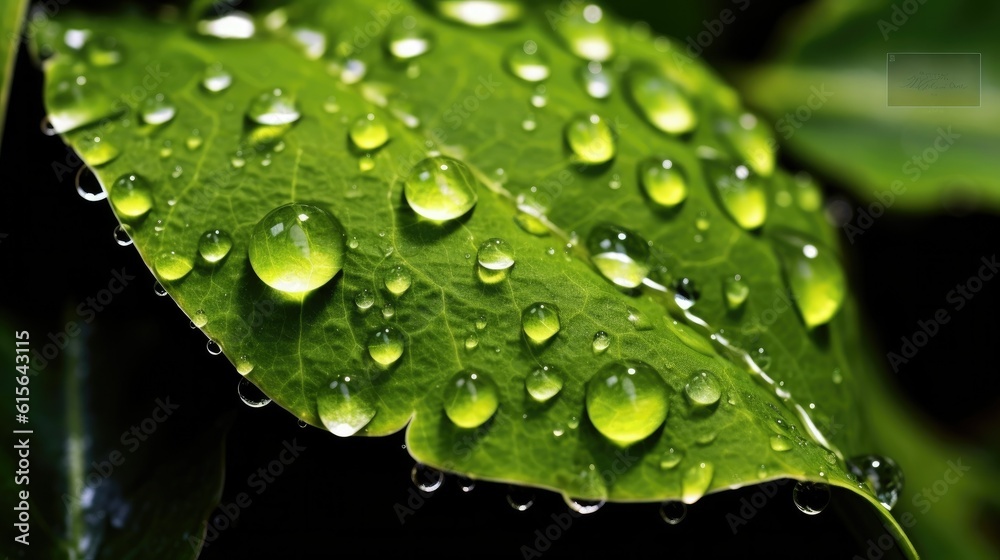 crystal clear raindrops on a green leaf, detailed and realistic, generative ai crystal clear raindrops on a green leaf, detailed and realistic, generative ai