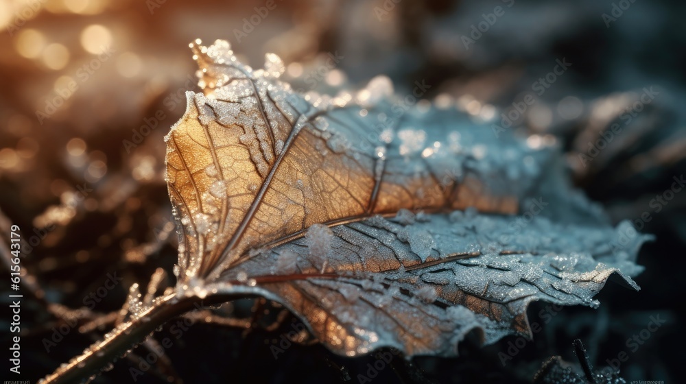 morning frost on a leaf, detailed and realistic, generative ai morning frost on a leaf, detailed and realistic, generative ai