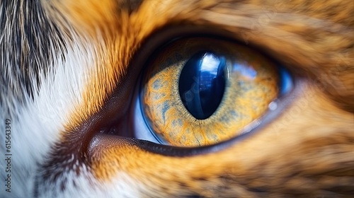 a close-up of a cats eye  detailed and realistic  generative ai