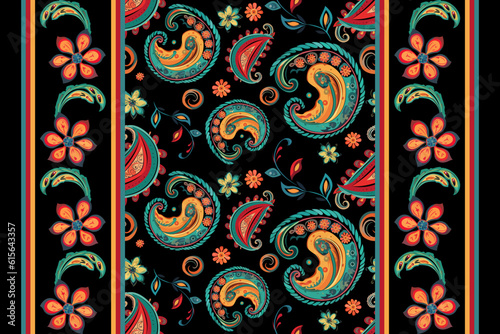 Paisley ethnic patterns design floral pattern with paisley and indian flower motifs. damask style pattern for textil and decoration