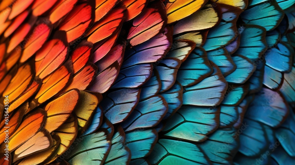 close-up of the colorful scales of a butterfly's wing, detailed and realistic, generative ai close-up of the colorful scales of a butterfly's wing, detailed and realistic, generative ai