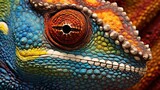 close-up of a chameleons skin showing the texture, detailed and realistic, generative ai