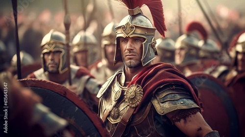 anchient roman background design, soldiers moments before entering the battleground