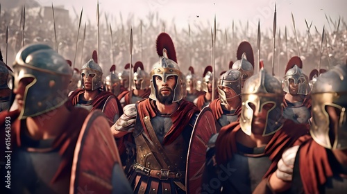 anchient roman background design, soldiers moments before entering the battleground