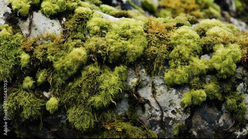 the texture of moss growing on a rock, detailed and realistic, generative ai the texture of moss growing on a rock, detailed and realistic, generative ai