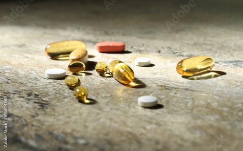 Vitamins in assortment. Place for text