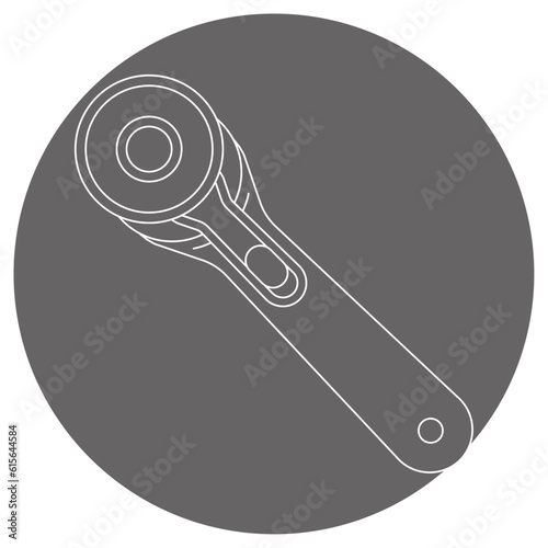 モノクロのイラストマーク_ロータリーカッターナイフ
