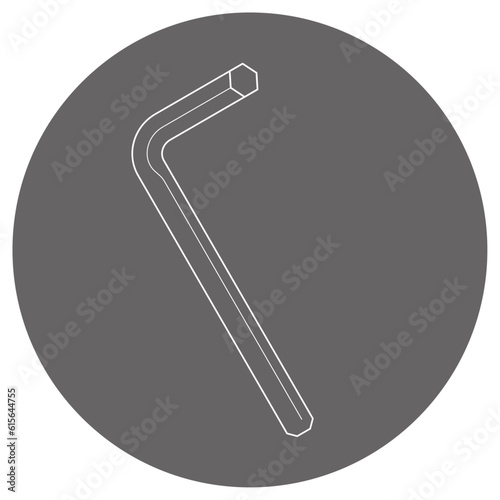 モノクロのイラストマーク_六角棒レンチ_単体